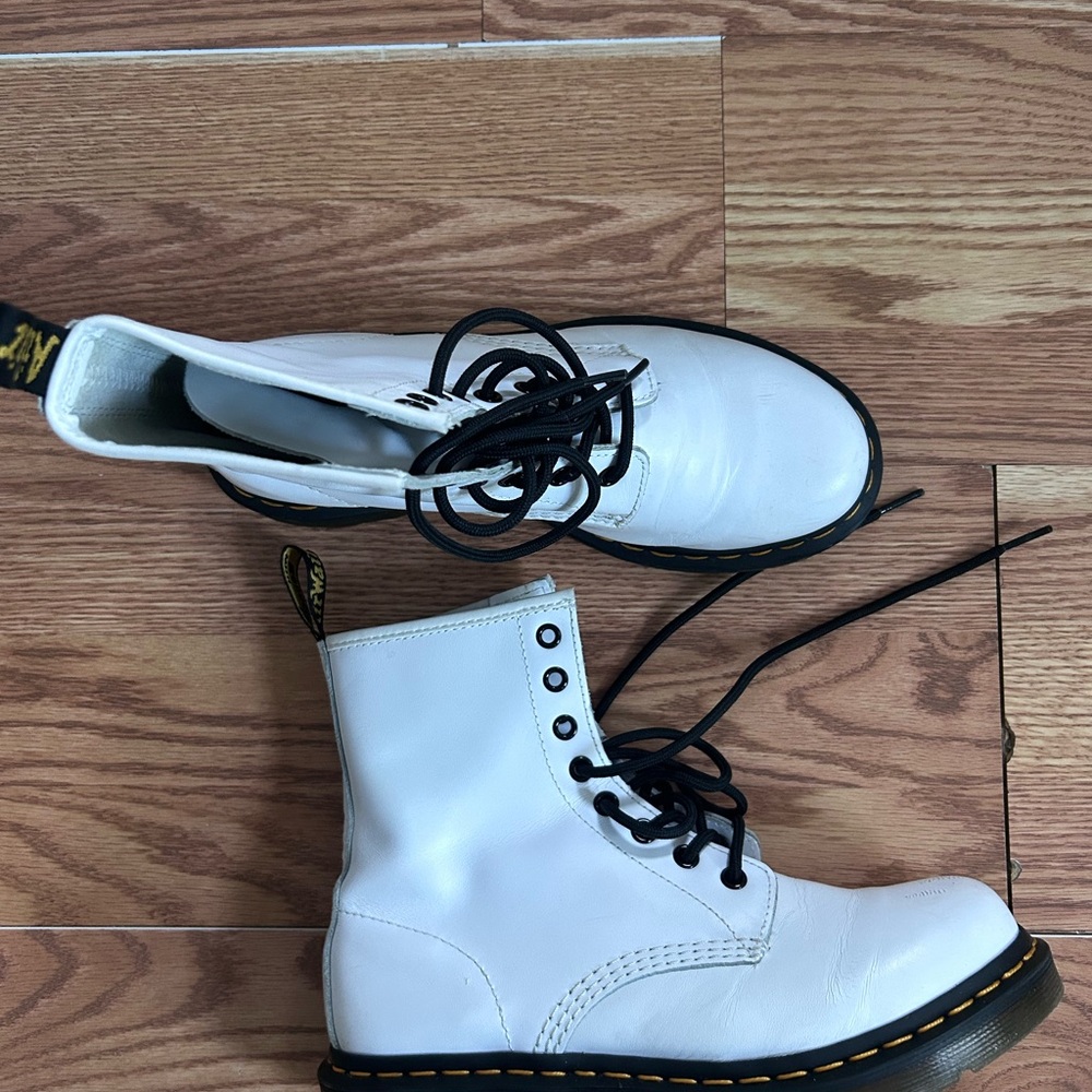 Dr. Martens White Leather Boots